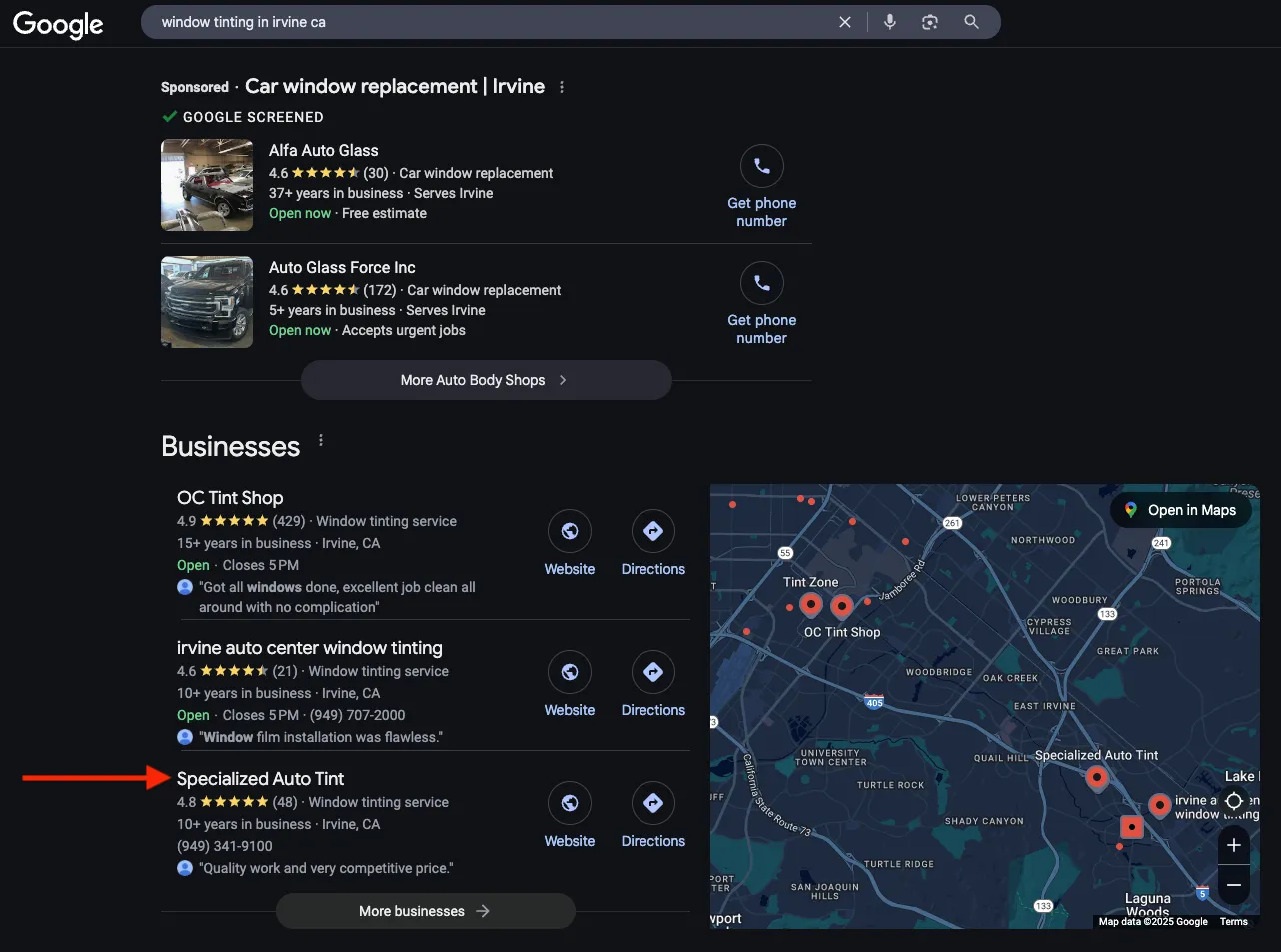 auto-shop-seo-google-map-result
